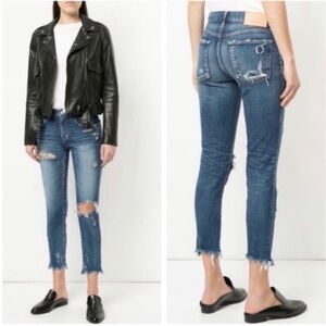 Moussy Vintage Isko Comfort Ridgewood Crop Jeans size 24 Blue Skinny Dark Blue